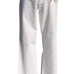 Cache White Denim Embellished Flare Jean Pant Rhinestone Chain Belt New $168 NWT Photo 2