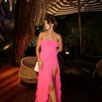 House Of CB HOUSE OF CB 'Sarina' Fuchsia Ruffle Maxi Dress NWOT size L Photo 14