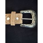 Women's Leather Western Belt Innovation Mexico Embroidered Floral Size 44 NWOT Tan Photo 5