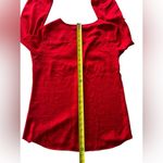 New York & Co Women’s Red Satin Shirt Button Down Dress Blouse Size Small Photo 2