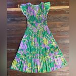 Current Air Sereia Botanical Motif Midi Dress Green Purple Floral - Sz S ๐งก๐ Photo 10