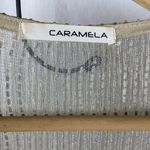 CARAMELA  Tan & Gold Metal Embellished Open Front Sheer Duster Sweater L Photo 4