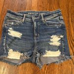 American Eagle  High V-Rise Shortie Ne(x)t Level Stretch Blue Wash Denim Cutoffs Photo 0