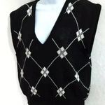 Loubella Vintage 80's Knit Vest Women Size L Diamonds pattern Black White Size L Photo 6