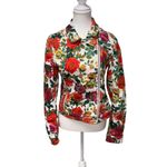 Pilcro  x The Letterpress by Anthropologie Floral Denim Moto Jacket Photo 4