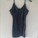 Elodie  V-Neck Velvet Cami Dress in Blue Slate Blueish Gray Large Photo 4