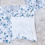 Gianni Bini  White Blue Floral Milkmaid Blouse‎ Top Crop Long Sleeve Size 12 New Photo 8