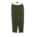 Theory Green Cropped Straight Fit Cargo Utility Silk Pants Size Small Photo 2