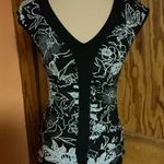 Vtg Y2K black floral sexy top Photo 4