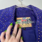 Vintage 90s Atlantic Beach Leather Coat Works Purple Suede Studded Jacket 16 Photo 2