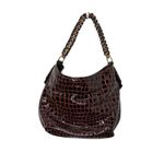 Antonio Melani  Brown Patent Leather Croc Embossed Woven Chain Handle Bag Photo 11