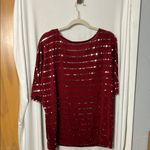 Wrangler  Rock 47 Women's Red Sequin Striped Draped Top XL Photo 2