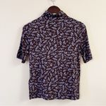 Madewell Drapey Mock neck Top in Floral Blue Size Medium Short Sleeves Photo 7