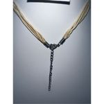 Cream Colored Seed Bead and Corded Choker Necklace Silver Photo 3