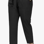 Hanna Nikole Women's Plus Size Cropped Paper Bag Waist Self-tie Belted Pants with Pockets Photo 0