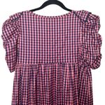 ZARA Women’s Gingham Ruffle Prairie Midi Dress Pink/Navy Blue Size Medium Photo 6