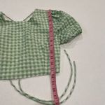 Bershka Green Gingham Puff Sleeve Crop Top M | Cottagecore Tie Back Blouse Photo 4
