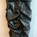 ZARA NWT  Black Faux Leather Ruched V-Neck Mini Dress XS Photo 8