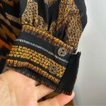 Vintage Chevron Patterned Black/Gold/Brown Button Down Pleated Shirt Dress Black Photo 6