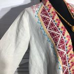 Johnny Was Kimono Cardigan Embroidered Boho Aztec Linen Multicolor Medium Photo 6