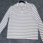 L.L.Bean  SWEATER SHIRT WOMEN SZ LARGE BEIGE BLUE 1/4 ZIP PULLOVER PREPPY Photo 0