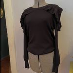 R D Style by Stitch Fix, Ruffle Shoulder Feminine Black Sweater Photo 1
