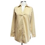 Chiara Boni LA PETITE ROBE Atena Long Sleeve Button Front Shirt, Desert, 4 (US) Photo 4