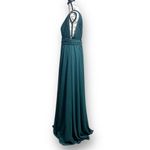 Lulus Heavenly Hues Forest Green Maxi Dress Deep V Pleated Gown Formal Wedding M Size M Photo 5