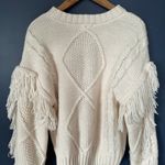 Sugar Lips Bowman Fringe Sleeve Cable Knit Sweater / Coastal Cowgirl / Boho Photo 1