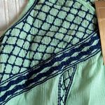 Francesca’s mint spaghetti strap embroidered boho summer tank with tassels SM Green Photo 4