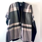 Ike Behar Fleece Plaid Poncho Wrap Shawl cape Black Size undefined Photo 0