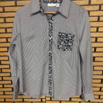 Susan Graver  Black And White Button Down Shirt Size 8 Photo 0