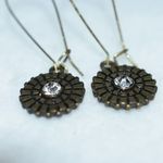 Source Unknown Rare Find Vintage 1950-60's Bronze Clear Rhinestone Dangle/Drop Hook Earrings Photo 0