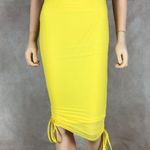 Material Girl Yellow Ruched Mesh Adjustable Pencil Skirt NWT Large Photo 3