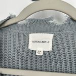 Cotton Candy LA  Cropped Oversized Sweater Ribbed Knit Blue Raw Hem Size S/M Photo 8