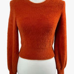Aritzia Sunday Best Kitten Sweater XS Orange Fuzzy Cropped Long Sleeve Pullover Photo 0