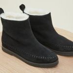 Jenni Kayne Suede Moc Shearling Fur Sherpa Ankle Boots Black 39 9 Photo 0