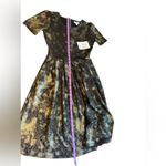 LuLaRoe Amelia Dress XS Black/Gold A-Line Pleated Knee Length Formal Photo 8