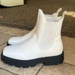 Pretty Little Thing White Chunky Sole Chelsea Square Toe Ankle Boots Photo 3