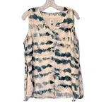 CAbi ‎ Teal Green And Cream/Pink Gelato Watercolor Blouse XS #5035 Photo 1