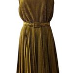 Vintage Betty Hartford glam glitter metallic gold dress with pleated skirt & removeable belt (see measurements) Photo 0