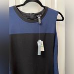 AQUA Color-block Drop Waist Pleated Women’s Dress Size 8 Black and Blue NWT Photo 2