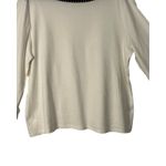 Rafaella  Womens Pullover Sweater Size XLP White Black Trim Boat Neck Cotton Photo 5