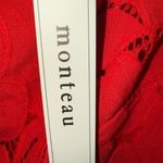 Monteau  Vibrant Red Lace Flutter Sleeve Blouse Medium NEW #721 Photo 5