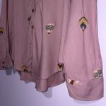 Anthropologie  County Fair Button Up Top Women Size 8 Hot Air Balloon Embroidered Photo 3