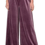 Zenana Outfitters Wide Leg Elastic Waist Comfort Plus Velvety Pants 1X in Eggplant Purple Color Photo 0