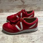 Vionic  Lace Up Sneakers Satin Suede Uppers Women's Size 7 Cherry Red Shoes Photo 3