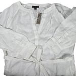 J.Crew  Cabana dress in linen‎ White CI918 XL NWT Long Sleeve Maxi Belted Photo 2