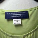 Catherine Stewart Belle Pointe Silk Blouse Green Button Up Sleeveless Sz Medium Photo 2
