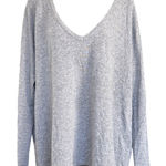 Brandy Melville  Wool Blend Sweater One Size Gray Oversized Made in Italy Deep V Photo 0